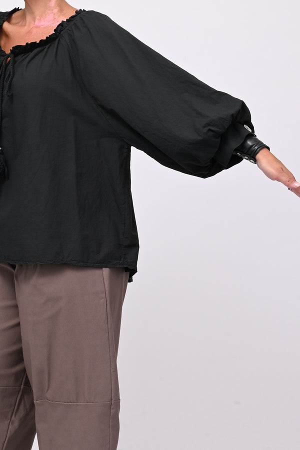 Blusa mussola maltinto - Nero