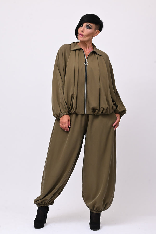 Completo zip elastico - Verde militare
