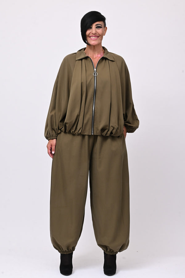 Completo zip elastico - Verde militare