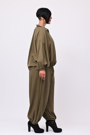 Completo zip elastico - Verde militare