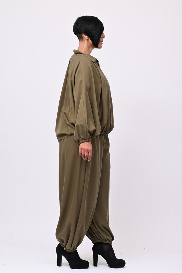 Completo zip elastico - Verde militare