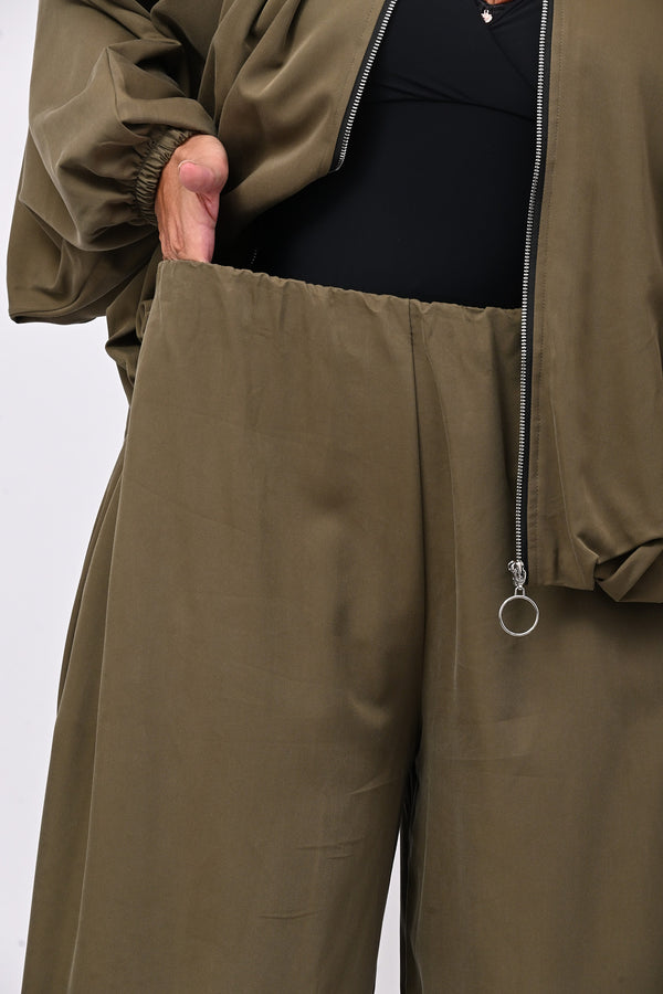 Completo zip elastico - Verde militare