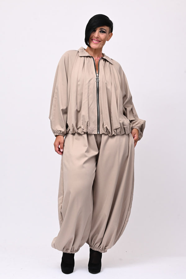 Completo zip elastico - Greige