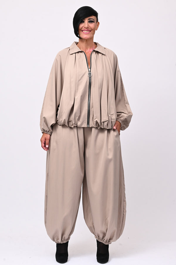 Completo zip elastico - Greige