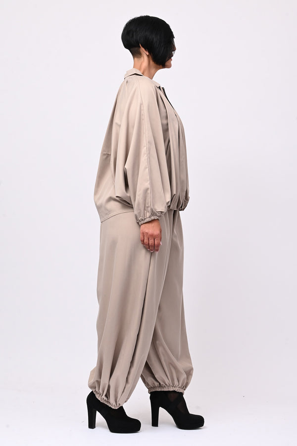 Completo zip elastico - Greige