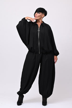 Completo zip elastico - Nero