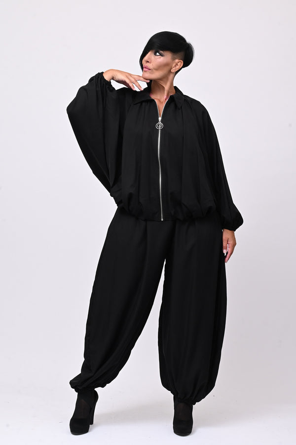 Completo zip elastico - Nero
