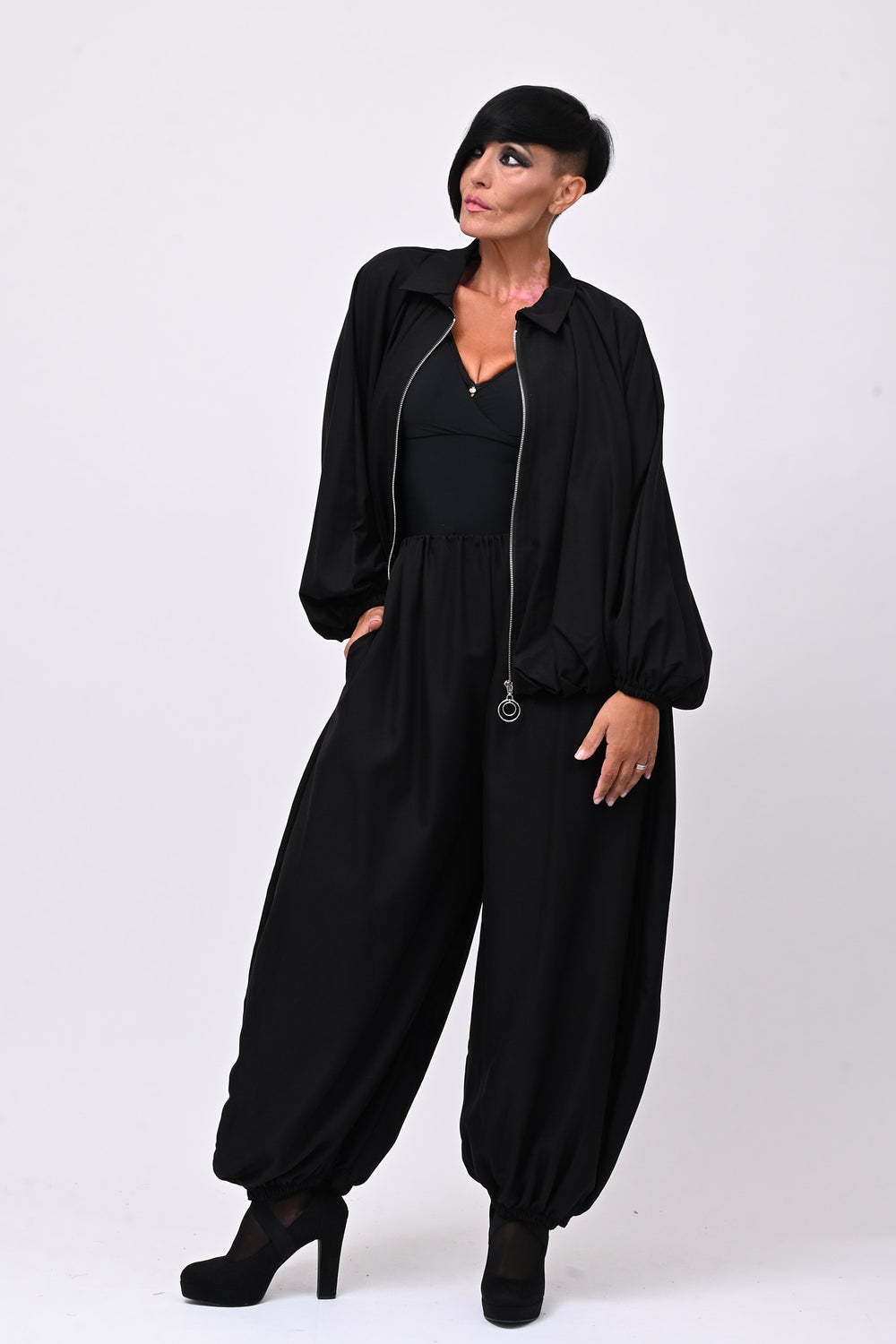Completo zip elastico - Nero