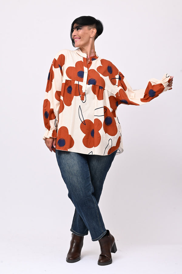 Blusa cotone margherite - Ruggine
