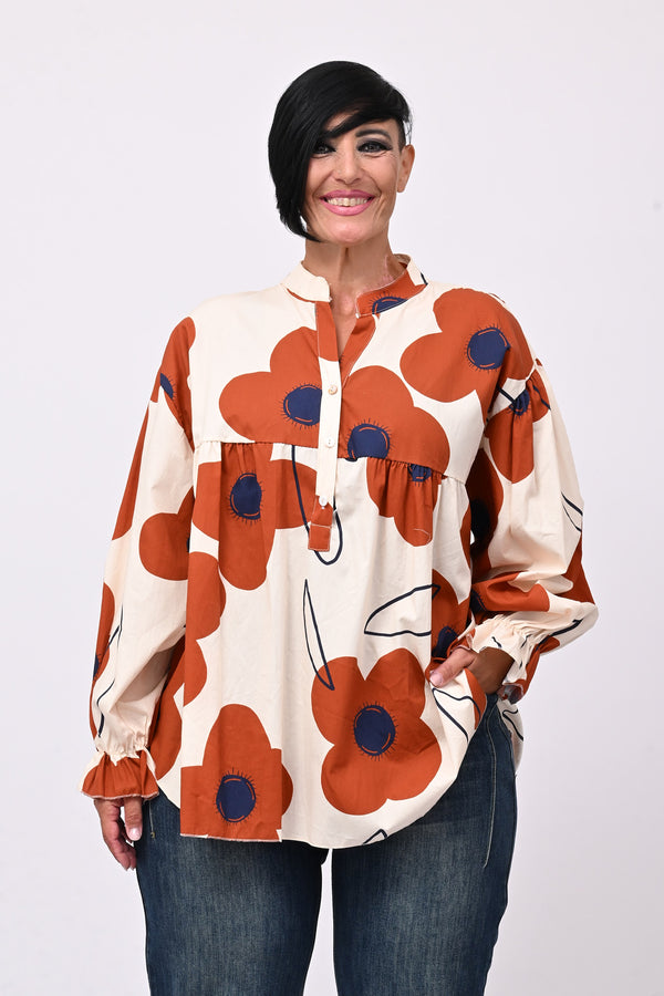 Blusa cotone margherite - Ruggine