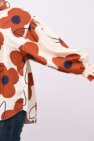 Blusa cotone margherite - Ruggine