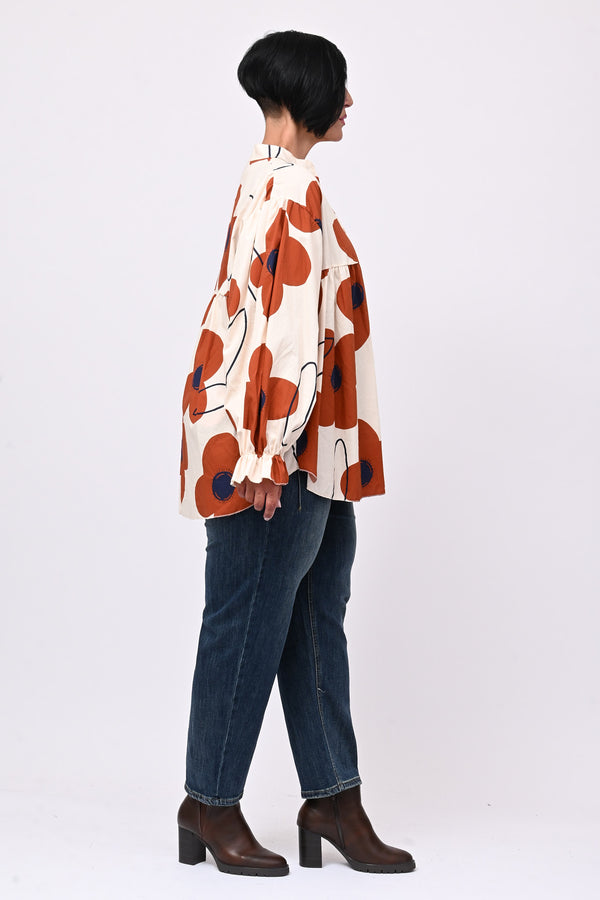 Blusa cotone margherite - Ruggine