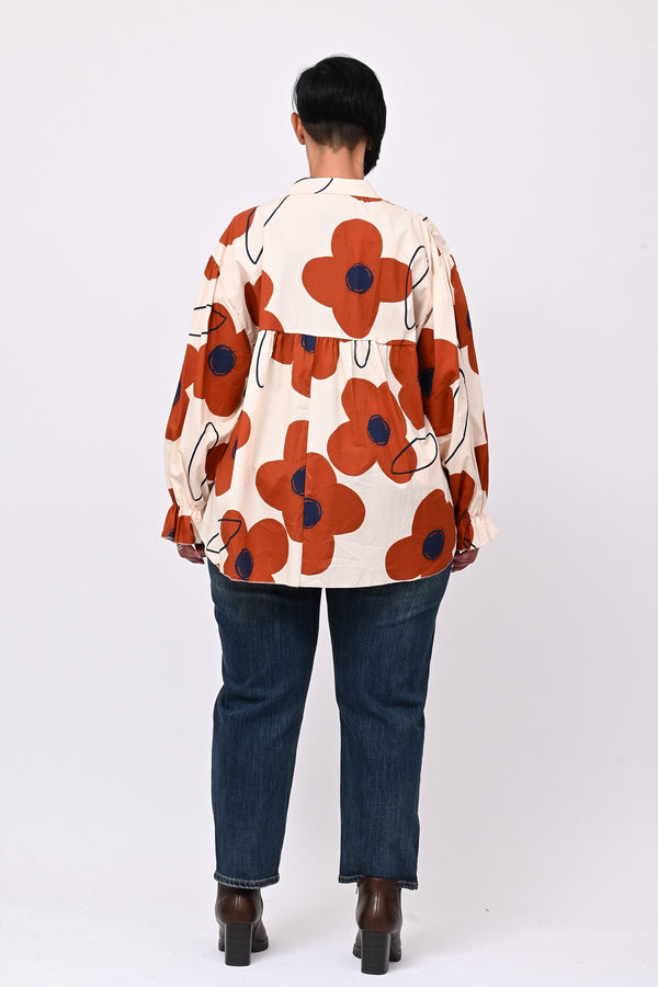 Blusa cotone margherite - Ruggine