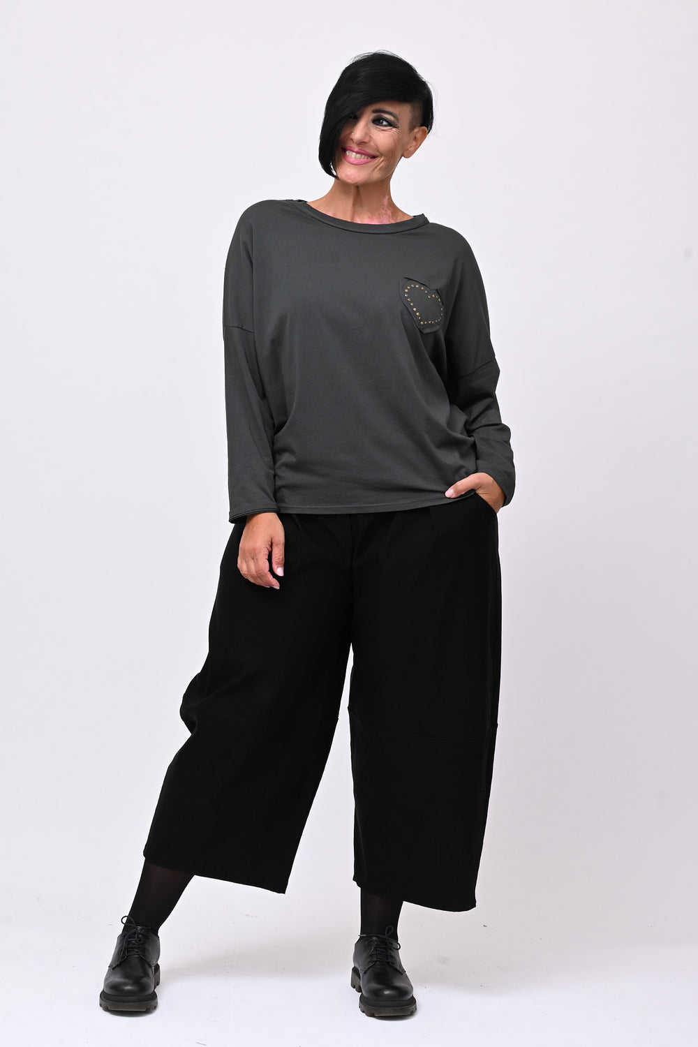 T-shirt cuore bulloni - Grigio piombo