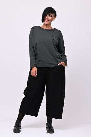 T-shirt cuore bulloni - Grigio piombo