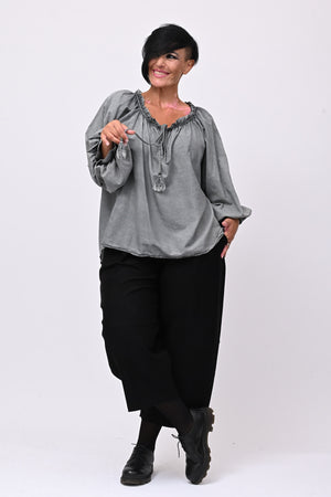 Blusa mussola maltinto - Grigio piombo