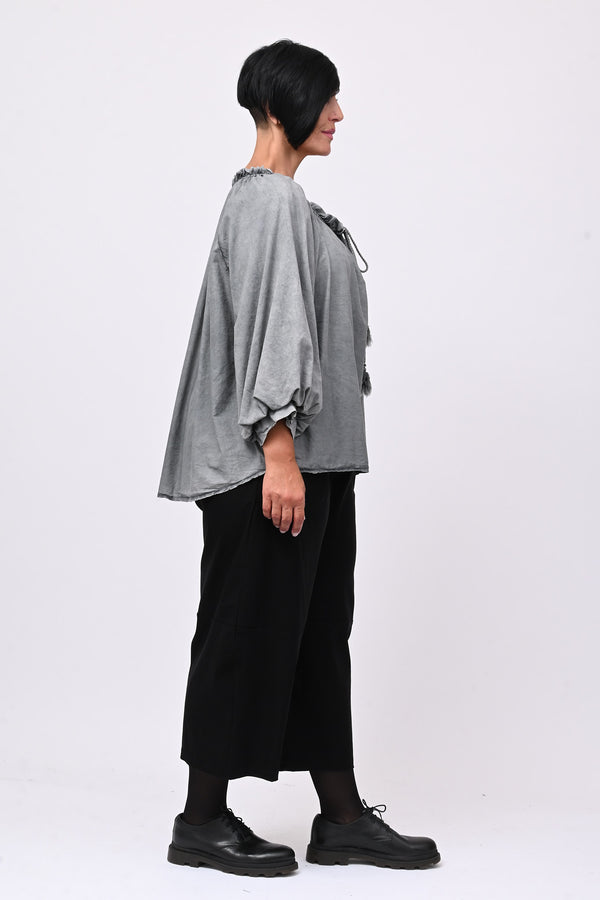 Blusa mussola maltinto - Grigio piombo