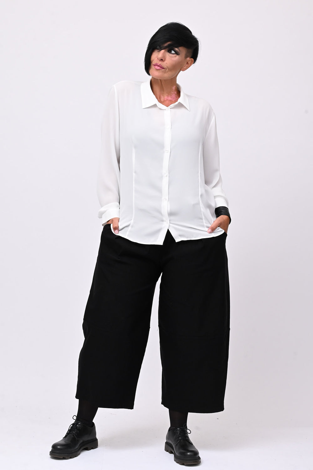 Camicia basic bottoni - Bianco