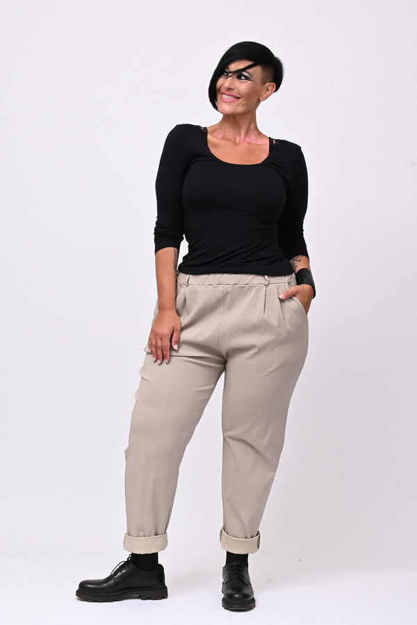 Pantalone bengalina over - Greige