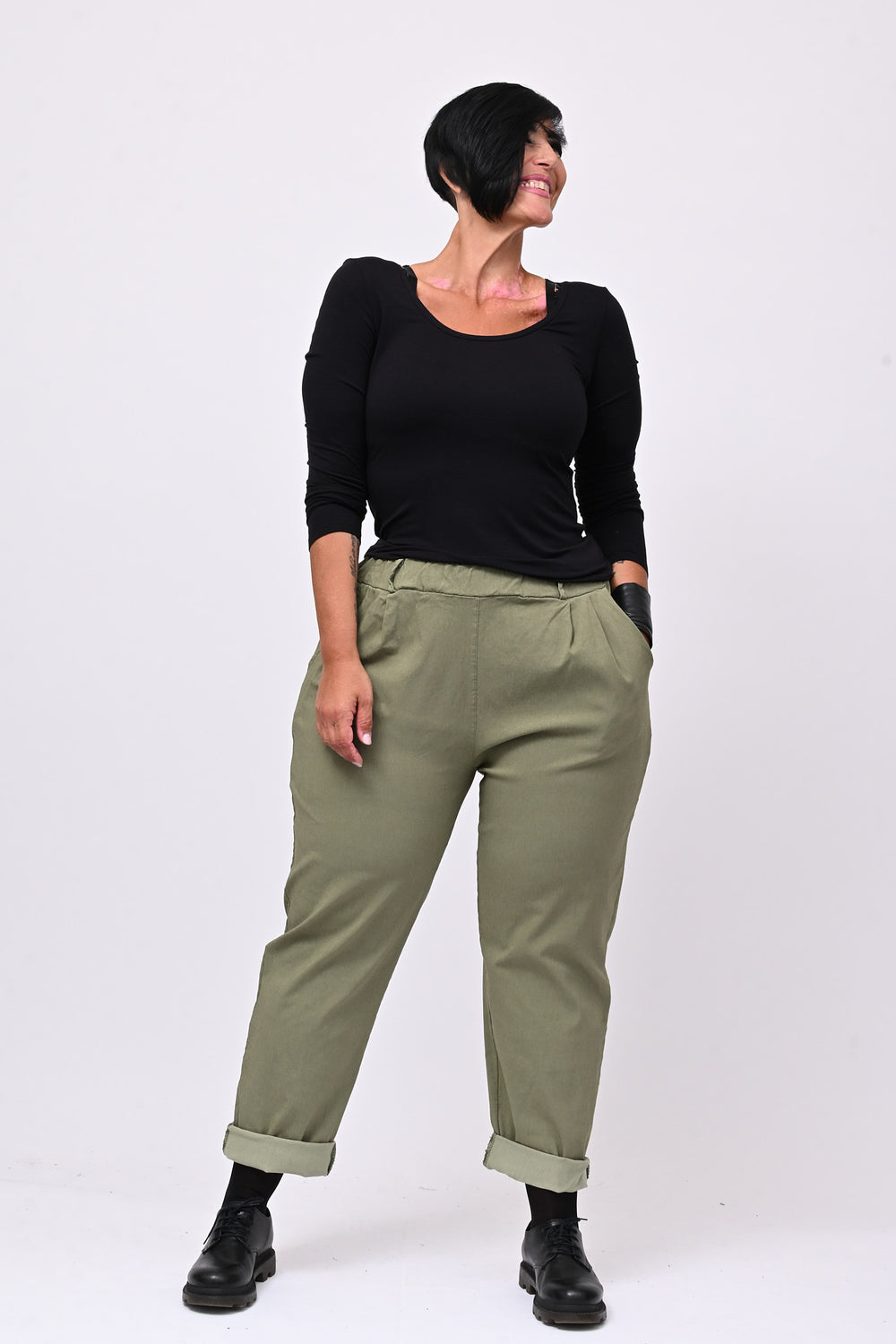 Pantalone bengalina over - Verde militare