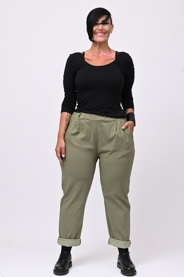 Pantalone bengalina over - Verde militare