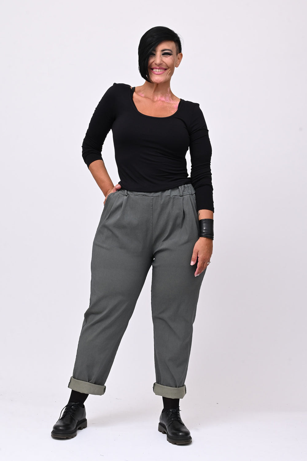 Pantalone bengalina over - Grigio piombo