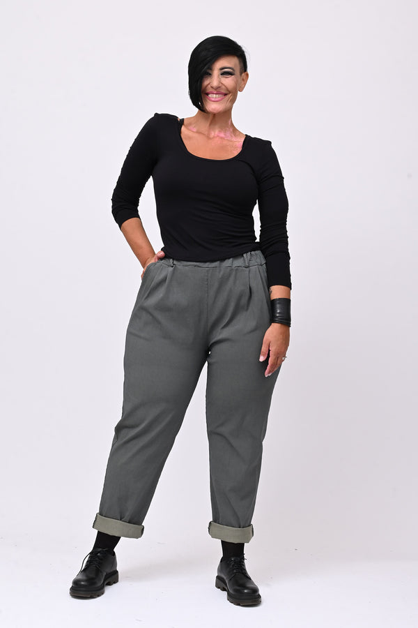 Pantalone bengalina over - Grigio piombo