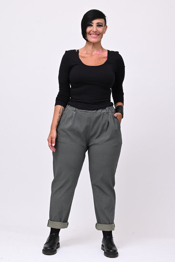 Pantalone bengalina over - Grigio piombo