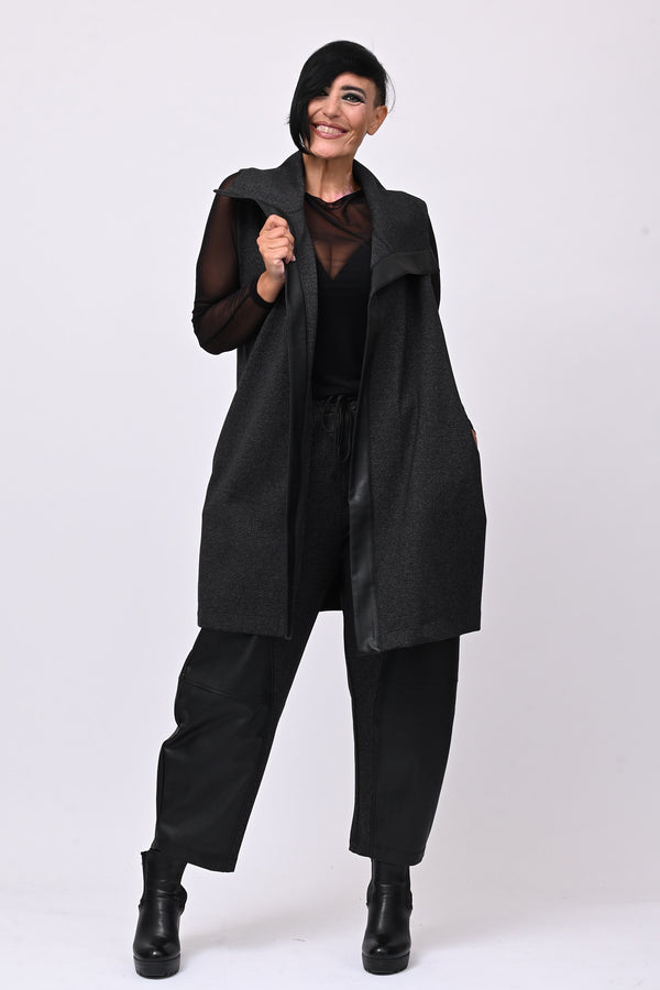 Pantalaccio inserti ecopelle - Grigio