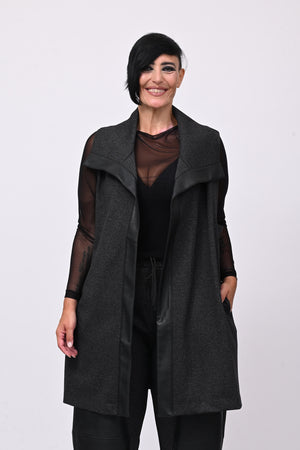 Gilet inserti ecopelle - Grigio