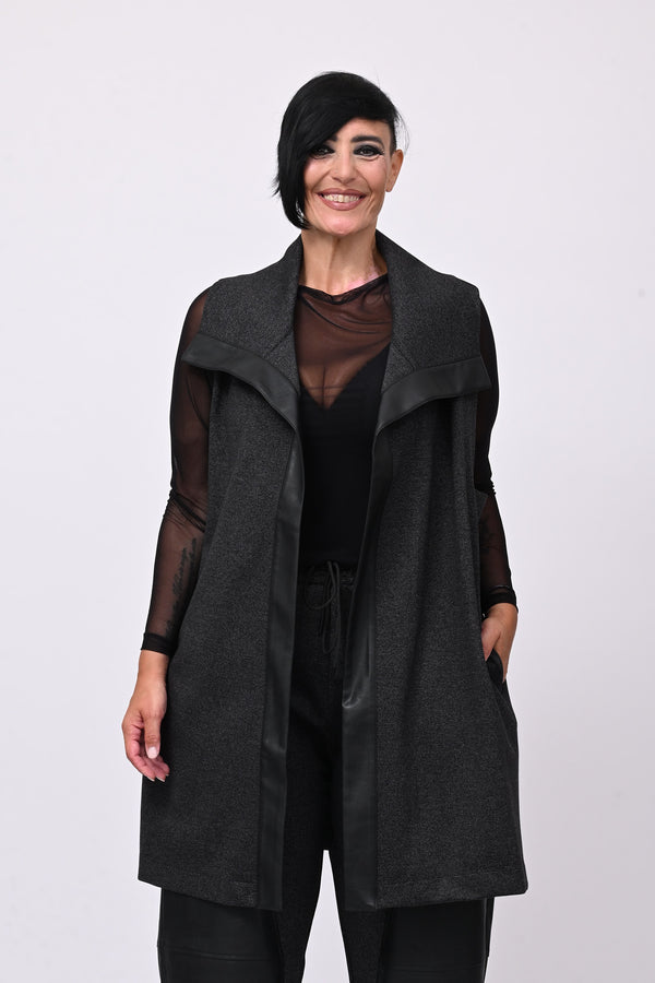 Gilet inserti ecopelle - Grigio