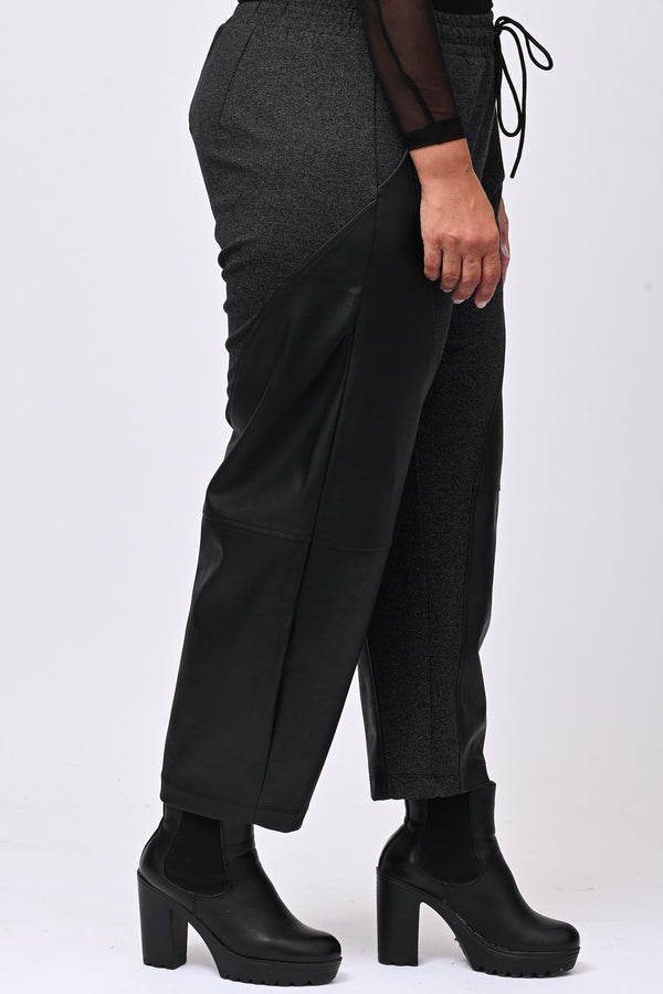 Pantalaccio inserti ecopelle - Grigio