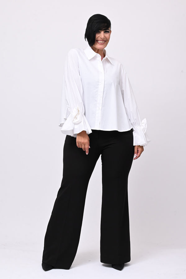 Camicia fiore manica - Bianco