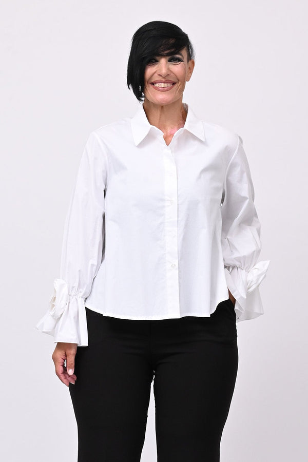 Camicia fiore manica - Bianco