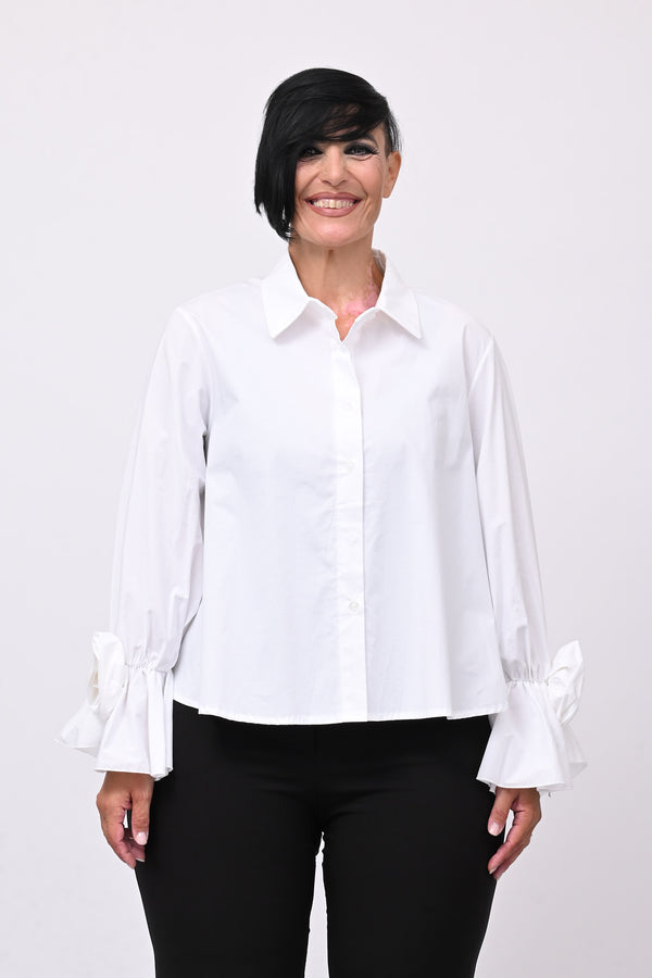 Camicia fiore manica - Bianco