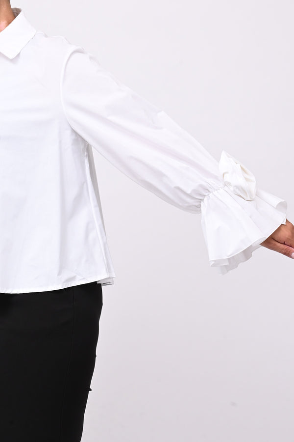 Camicia fiore manica - Bianco