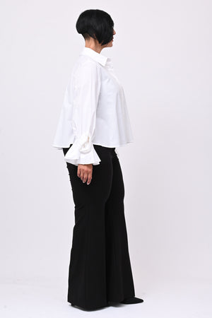 Camicia fiore manica - Bianco