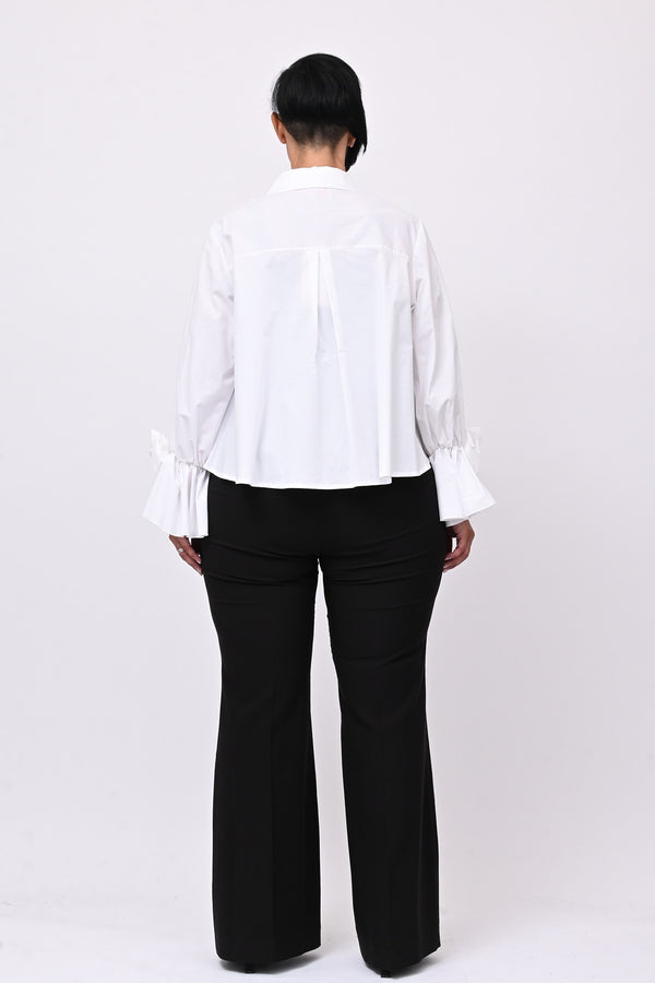 Camicia fiore manica - Bianco