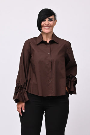 Camicia fiore manica - Moro