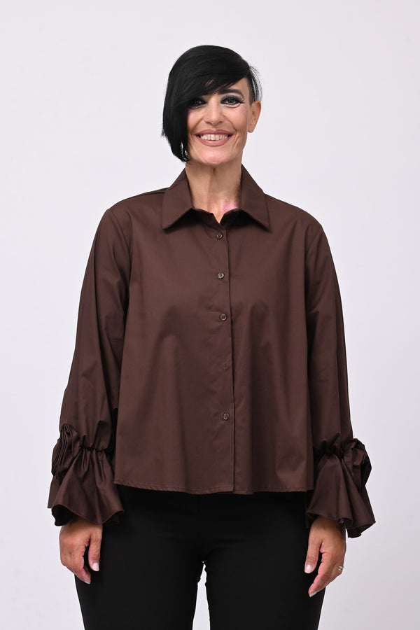 Camicia fiore manica - Moro
