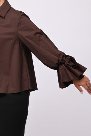 Camicia fiore manica - Moro