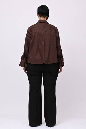 Camicia fiore manica - Moro