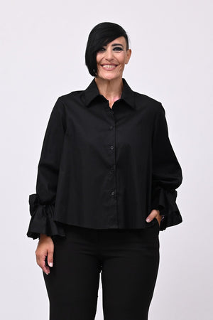 Camicia fiore manica - Nero