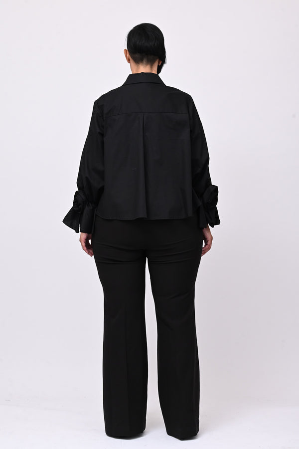 Camicia fiore manica - Nero