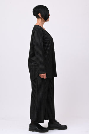 Blusa fiore gessato - Nero