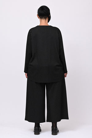 Blusa fiore gessato - Nero
