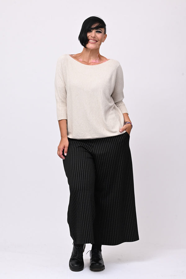 Pull scollo barca - Greige