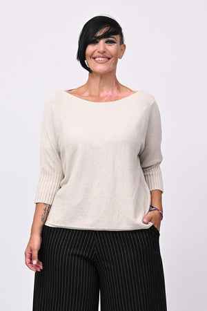 Pull scollo barca - Greige