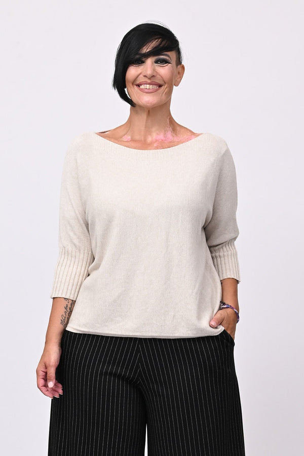 Pull scollo barca - Greige