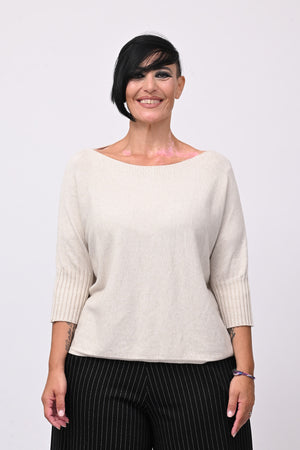 Pull scollo barca - Greige